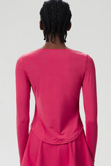 Women Plus-Size Smooth Quick-Dry Sun Protection Loose Fit Training Long Sleeve Top