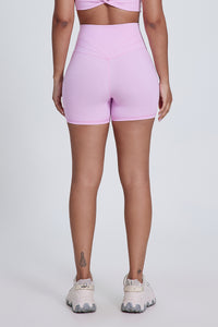 Women'S Stretch High-Waisted Peach Hip Yoga Shorts