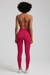 Cross Back Spaghetti Strap Bra + Leggings 2-Piece Set