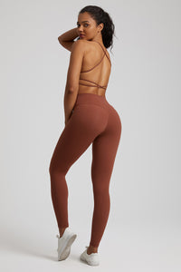 Cross Back Spaghetti Strap Bra + Leggings 2-Piece Set