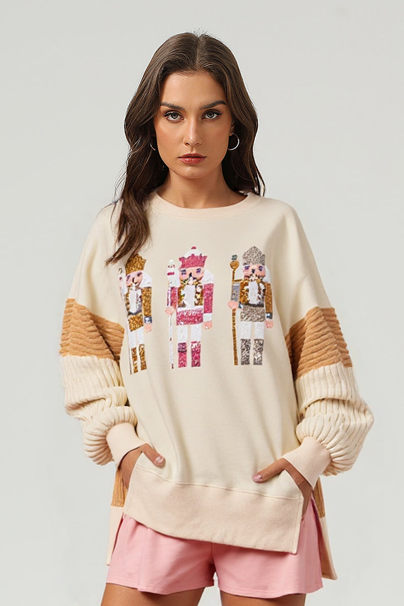Women's Embroidered Color-Block Pullover Sweatshirt