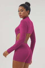 Women'S Front Half-Zip Long-Sleeved Sport Jumpsuit