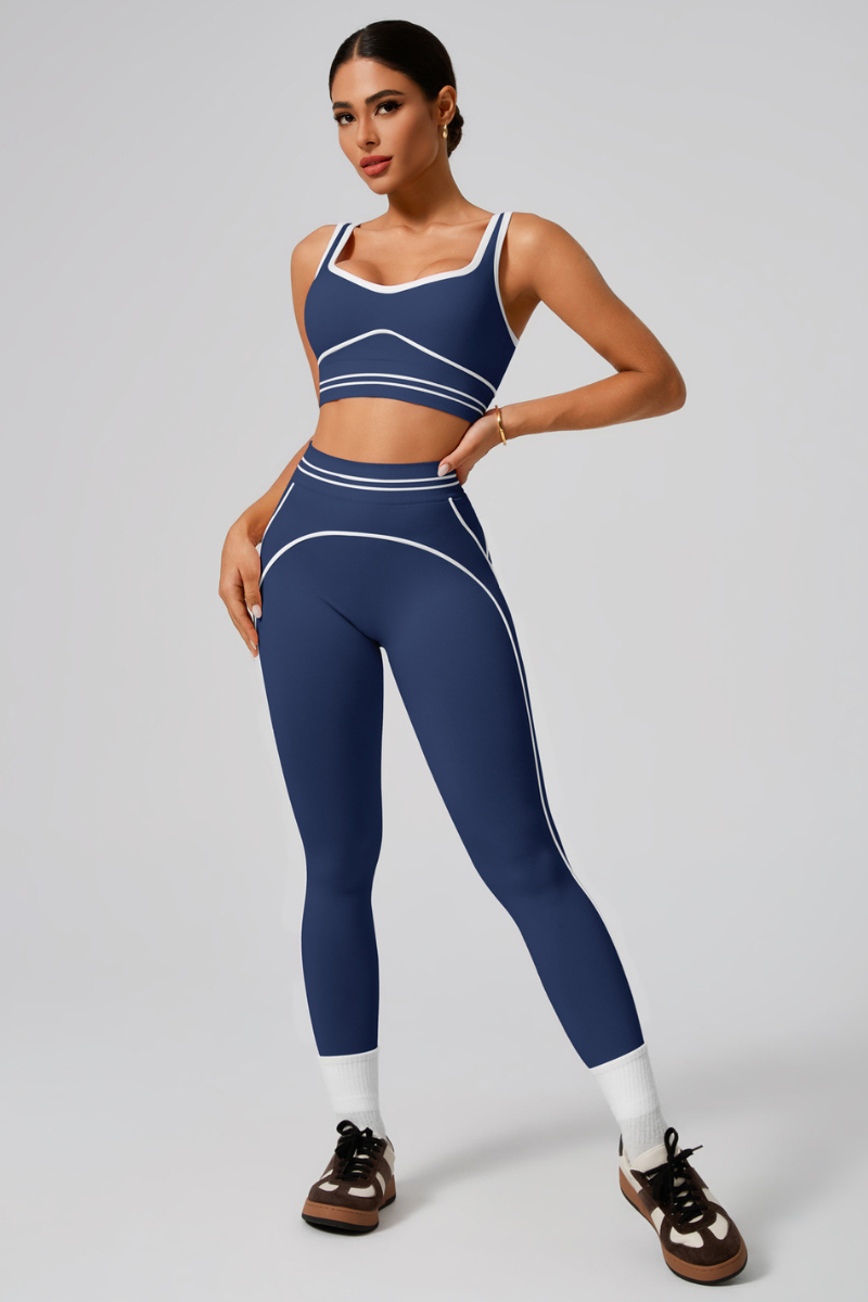 Women's Seamless Color-Block Sports Bra & Yoga Leggings Set