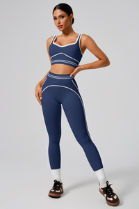 Women's Seamless Color-Block Sports Bra & Yoga Leggings Set