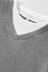 Women V-Neck Layered Slim-Fit Cashmere-Touch Long-Sleeve Knit Top