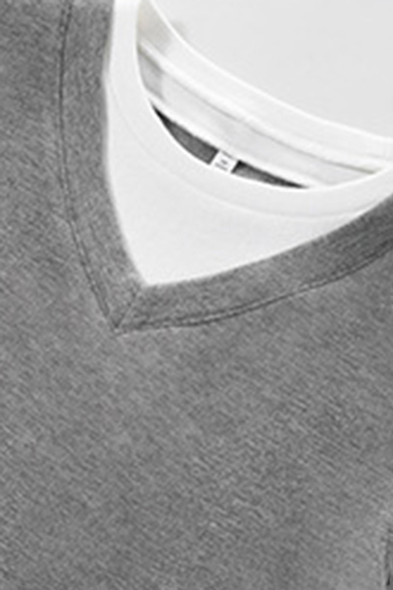 Women V-Neck Layered Slim-Fit Cashmere-Touch Long-Sleeve Knit Top