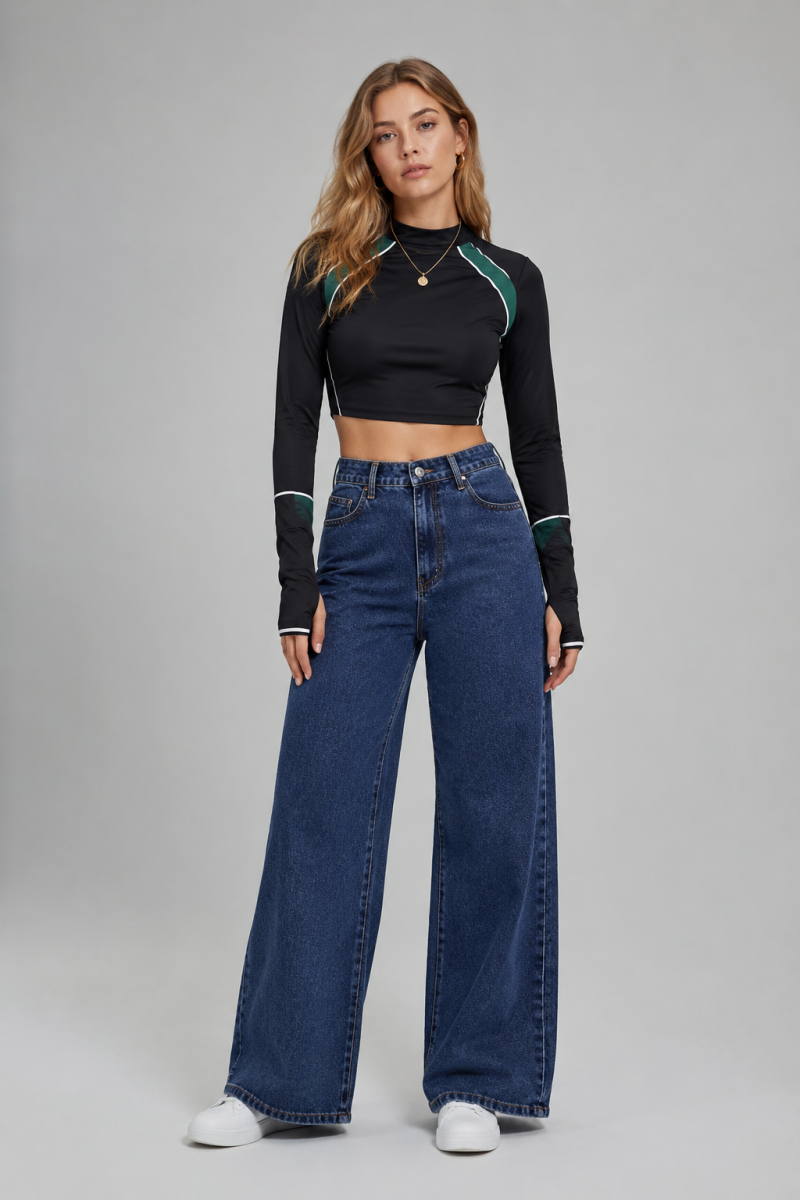Women's High Waist Heavyweight Wide Leg Jeans