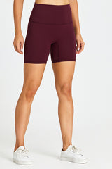 Solid High-Waisted Stretch Sports Shorts