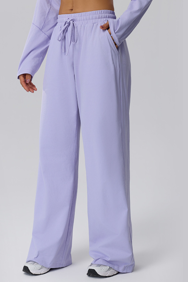 Women Fall Quick Dry lastic Waist Drawstring Wide-Leg Pants