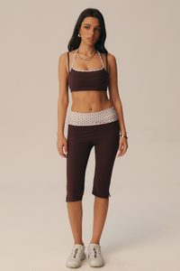 Women's Fake Two Piece Bra & High Waist Capri Leggings Set