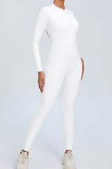 Women Zipper Long Sleeve Long Pants Nude Outfit Fitness Sports Tight Yoga Jumpsuit