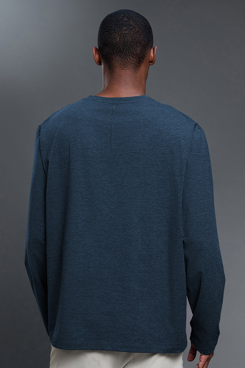 Men Round Neck Breathable Stretchy Casual Sport Long Sleeves