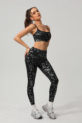 Women Gold Foil Fabric Sports Bra