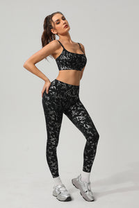 Women Gold Foil Fabric Sports Bra