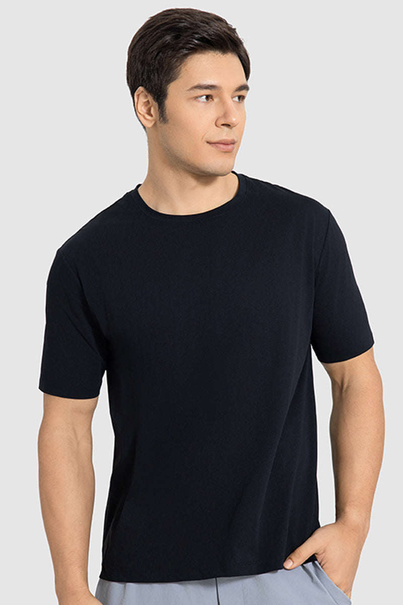 Men Round Neck Plain Breathable Loose Casual Sport Quick-Dry Short Sleeve T-Shirt