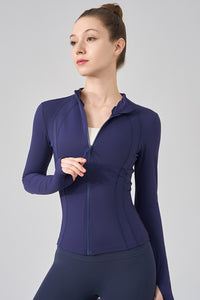 Women Stand Collar Slim-Fit Yoga Running Long Sleeves