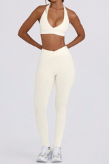 Women's Brushed Sports Yoga Bra And Pleated Legging Set
