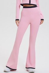 Women's Athletic Color Block High-Waisted Flare Pants