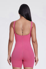 Women'S High-Elastic Skinny Square-Necked Backless Suspender Nude Fitness Bodysuit