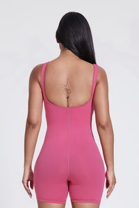 Women'S High-Elastic Skinny Square-Necked Backless Suspender Nude Fitness Bodysuit