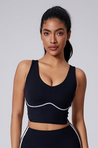 Women Wide Strap Built-In Bra Medium Support Yoga Workout Tank Top