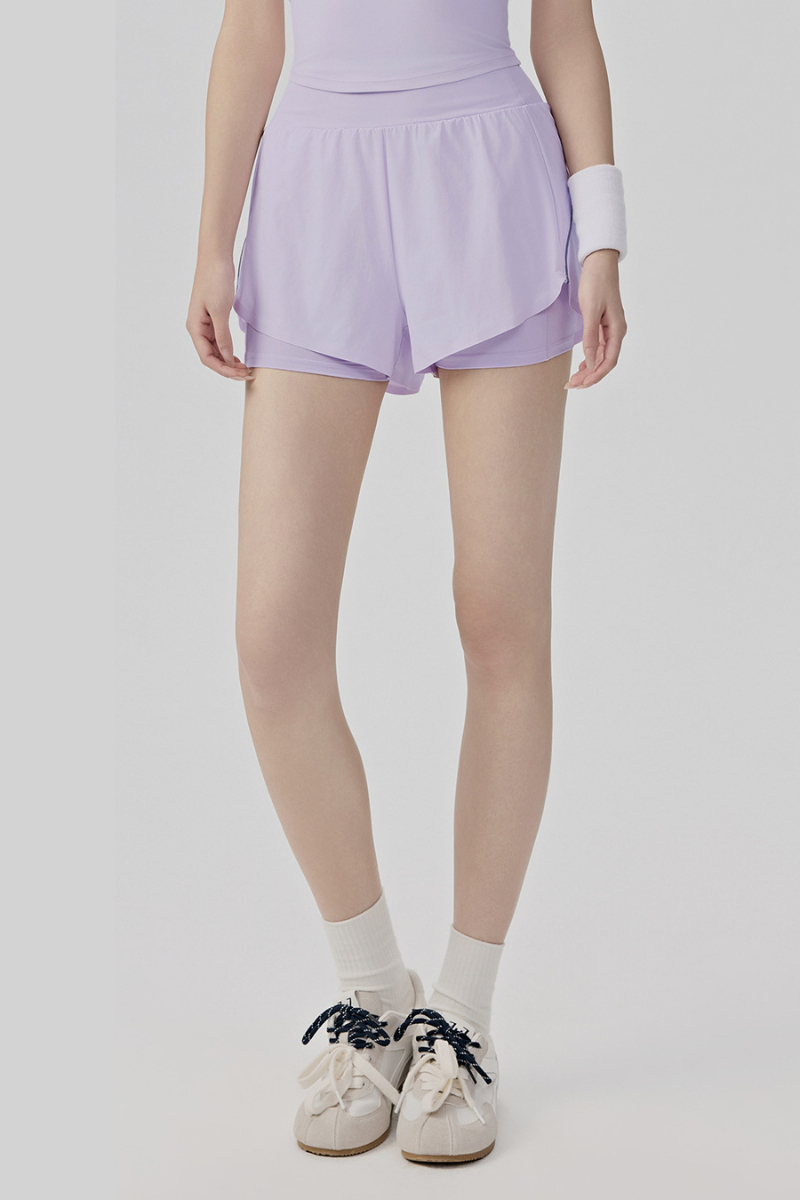 Women's Summer Faux Two-Piece Built-in Liner Athletic Shorts