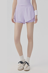 Women's Summer Faux Two-Piece Built-in Liner Athletic Shorts