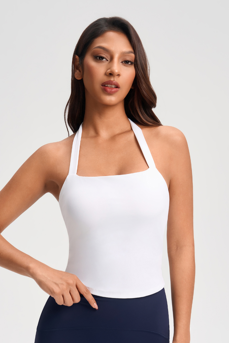 Women's Wide Strap Halter Open-Back Sports Tank Top