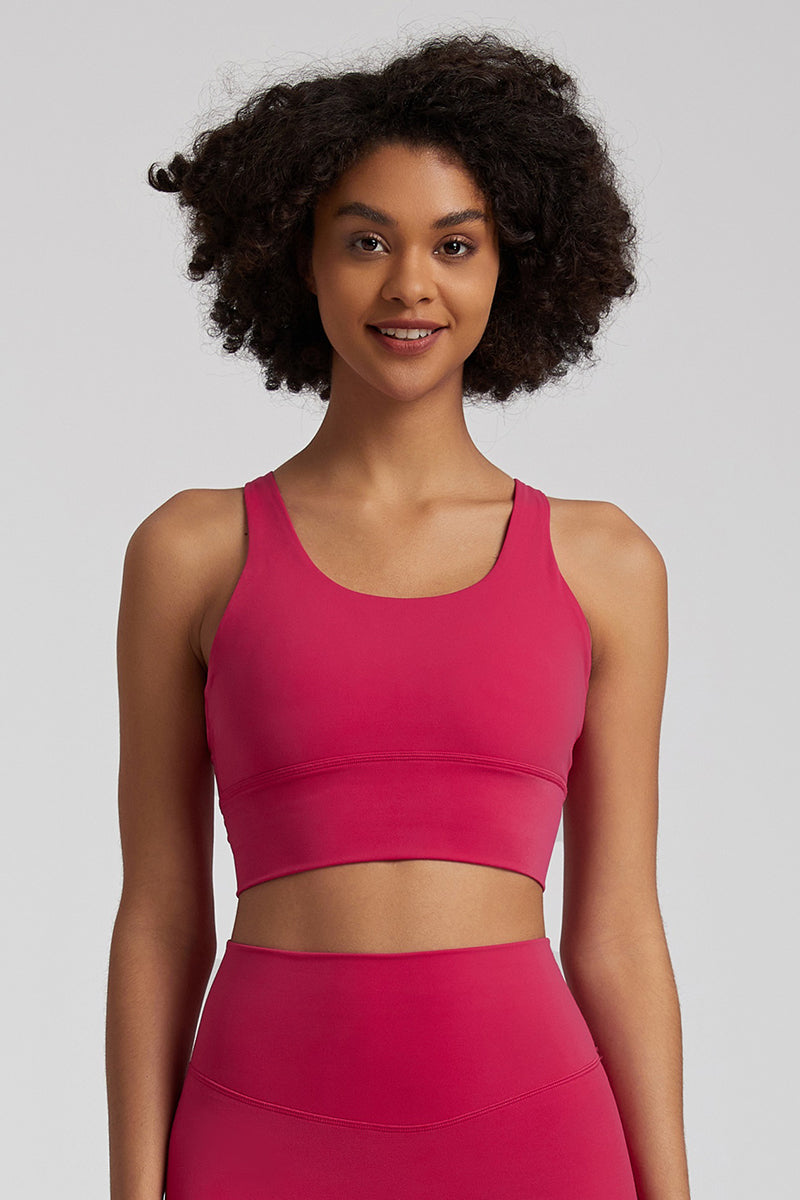 Wide Strap Back Cross Sports Bra