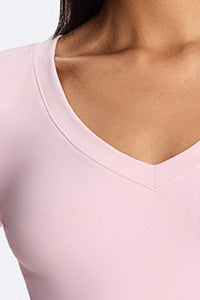 Women V-Neck Waist-Shaping Long Sleeve Fitness Top