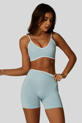 Women's Athletic Set:V-neck Bra And Shorts