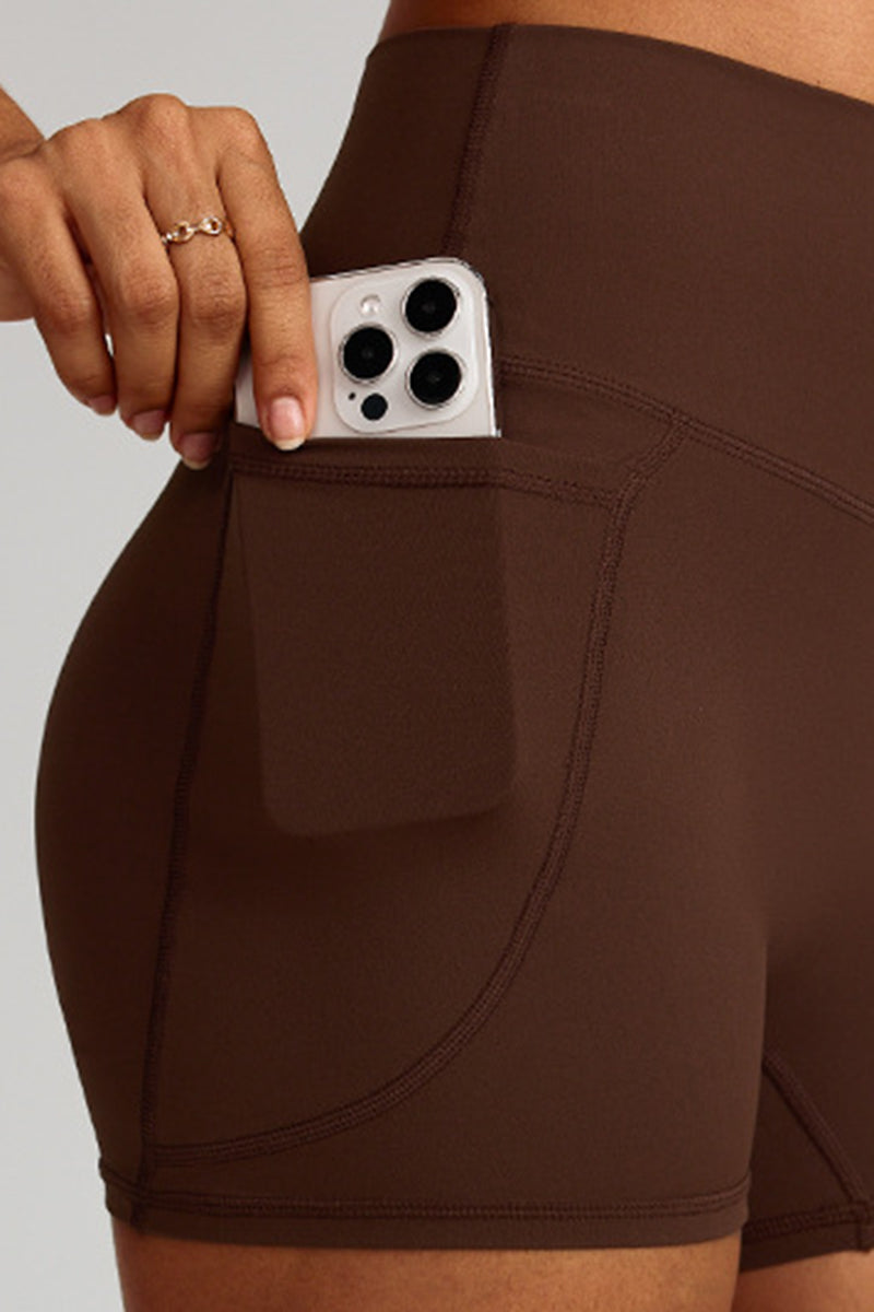 Women High-Waist Quick-Dry Pocket Yoga Shorts