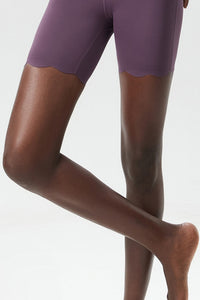 Women Wave-Edged High-Waist Quick-Dry Tight-Fit Yoga Cycling Mid-Length Sports Shorts
