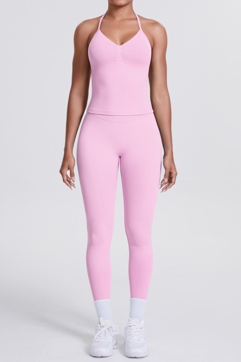 High-Waist Seamless Yoga Set - Halter Neck, Quick-Dry Fitness Outfit