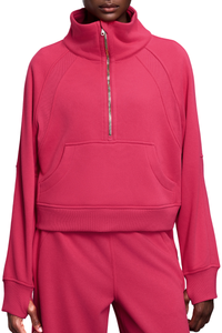 Women's Fall Half‑Zip Stand Collar Cropped Fleece Sweatshirt