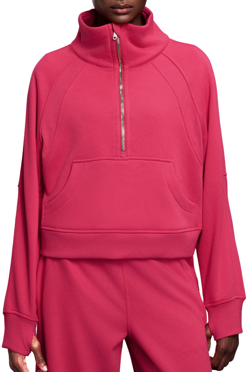 Women's Fall Half‑Zip Stand Collar Cropped Fleece Sweatshirt