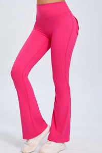 Women Button High Waist Wide Leg Peach Lift Hip Micro Pants Fitness Sports Quick Dry Yoga Pants