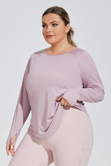 Women's Plus Size Loose Mesh Long Sleeve Top.