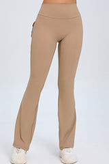 Women Button High Waist Wide Leg Peach Lift Hip Micro Pants Fitness Sports Quick Dry Yoga Pants