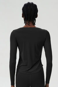 Women Plus-Size Smooth Quick-Dry Sun Protection Loose Fit Training Long Sleeve Top