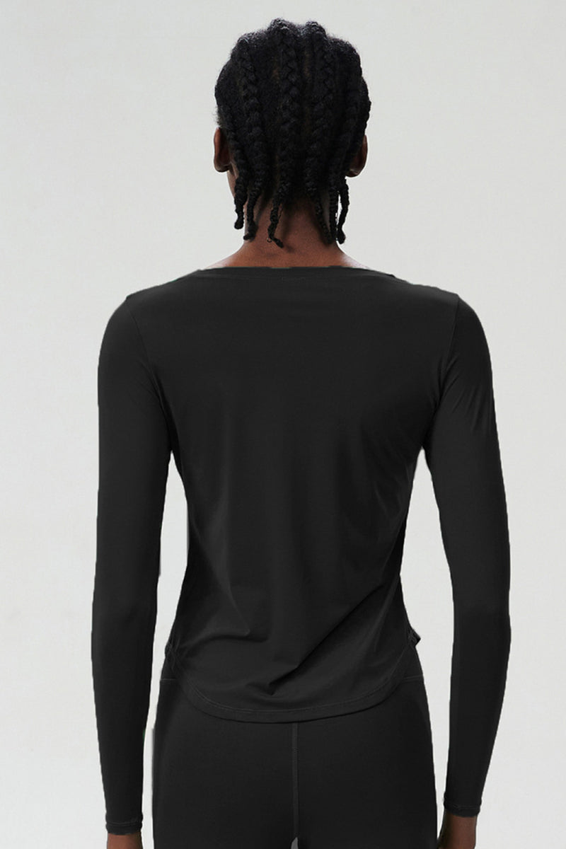 Women Plus-Size Smooth Quick-Dry Sun Protection Loose Fit Training Long Sleeve Top