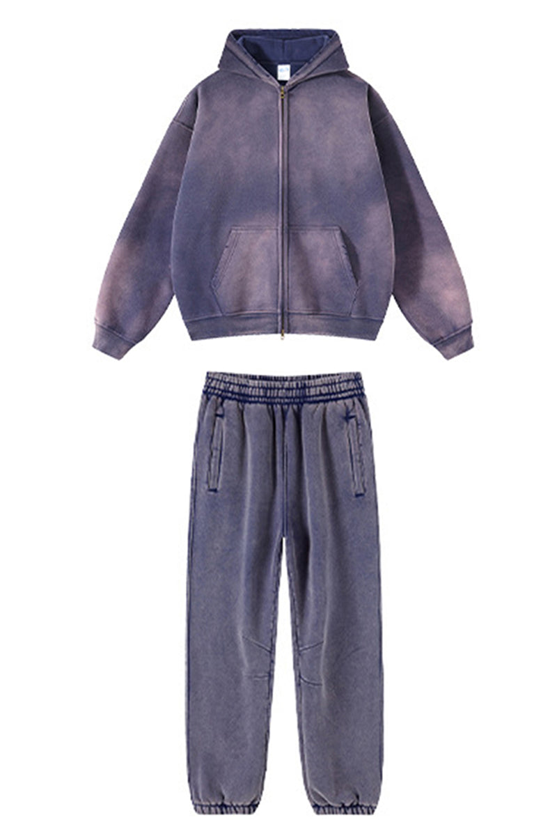 Unisex Fleece Zip-Up Hoodie Set: Pullover + Sweatpants
