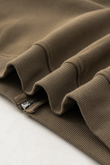 Loose cropped zip-up hooded jacket