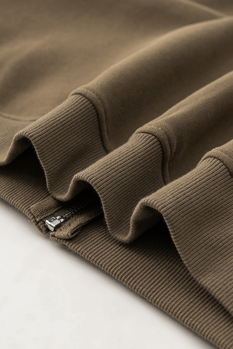 Loose cropped zip-up hooded jacket