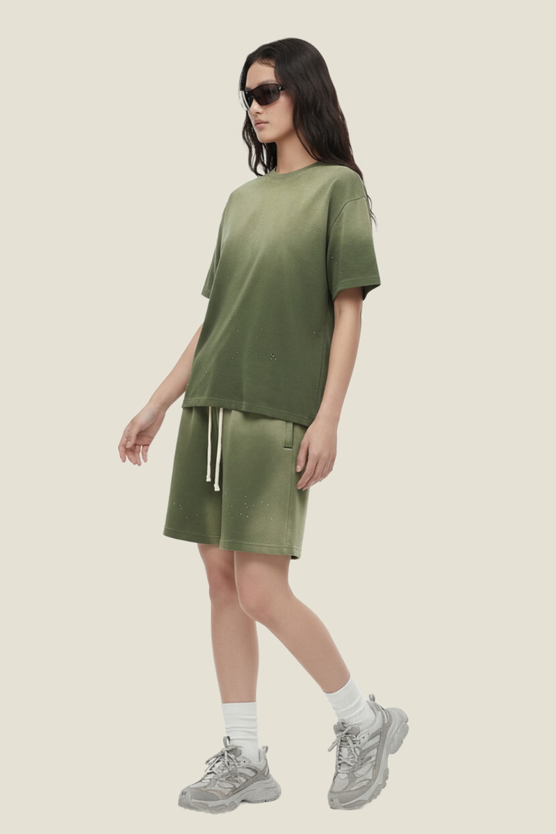 Unisex Splatter Tie-Dye Tee - Washed Vintage Streetwear Set