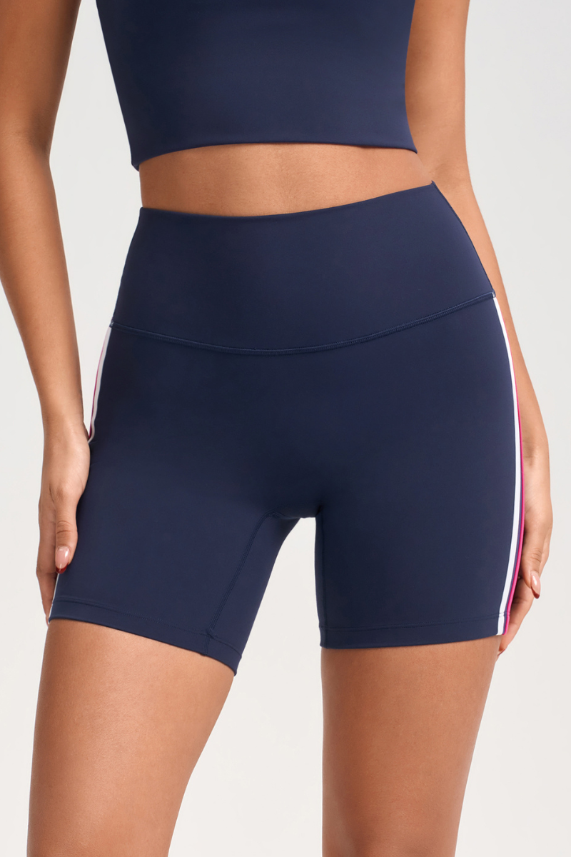 Women's Color-Block Stripe Yoga Shorts