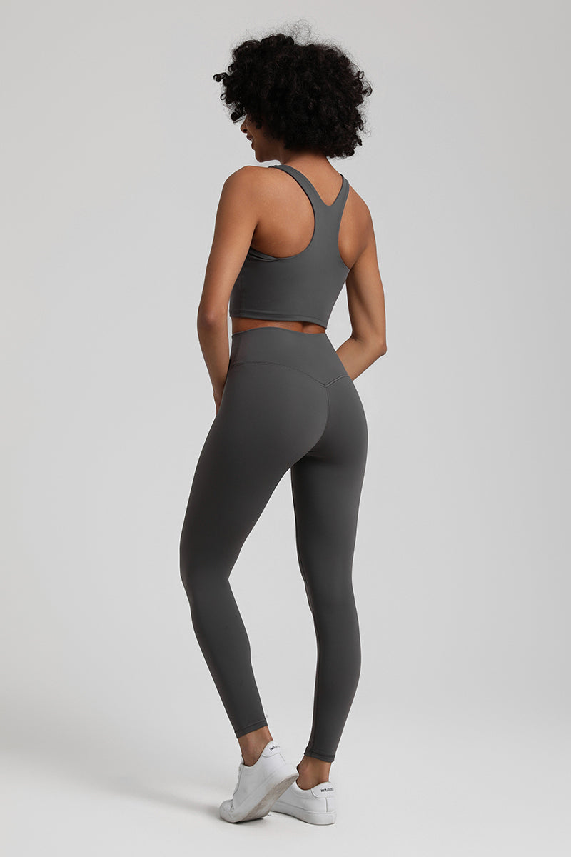 Bare Shoulder Blade Bra + Sports Leggings 2-Piece Set