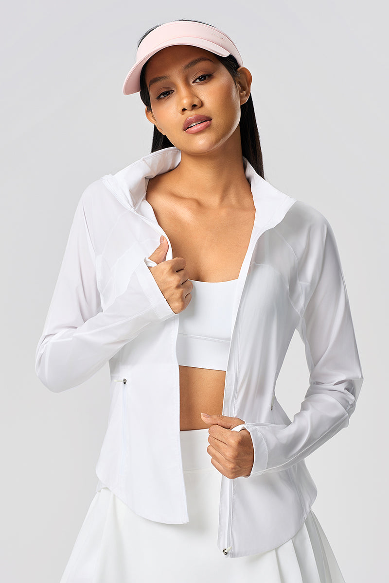 Women Cooling Uv50+ Slim-Fit Convertible Hood Outdoor Sun Protection Jacket