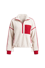 Women's Fall Half Zip Stand Block Drawstring Hem Sweatshirts