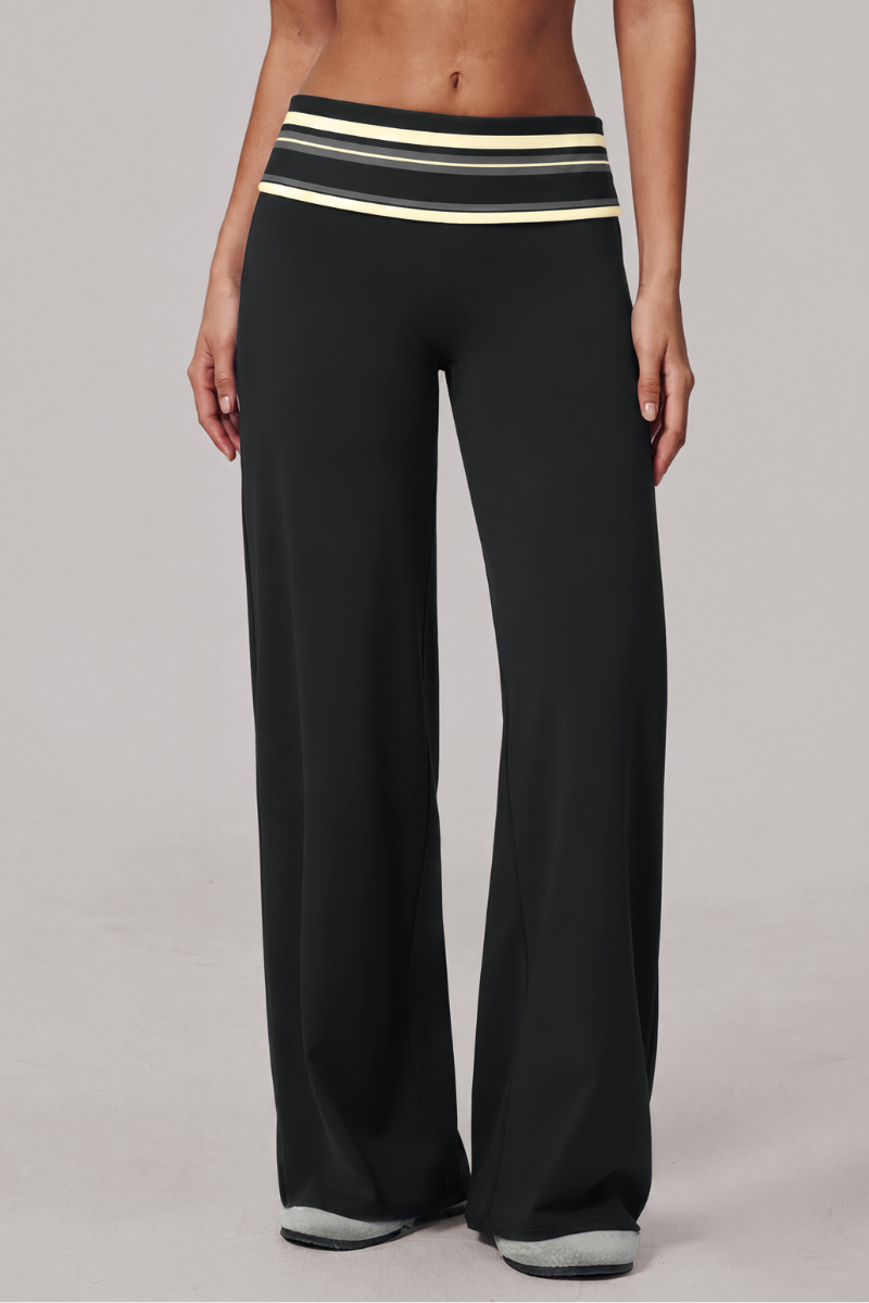 Women's Fall Vintage  Low-Rise Fold-Over Color-Block Pants